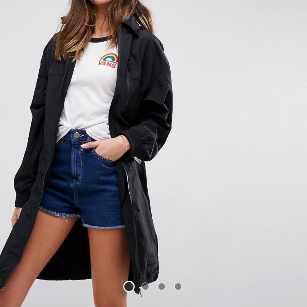 Asos Midi Rain Jacket Size 0 Black - Picture 2 of 5
